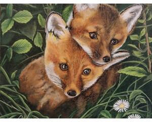 Foxes Painting, "Two Cuddling Kits"